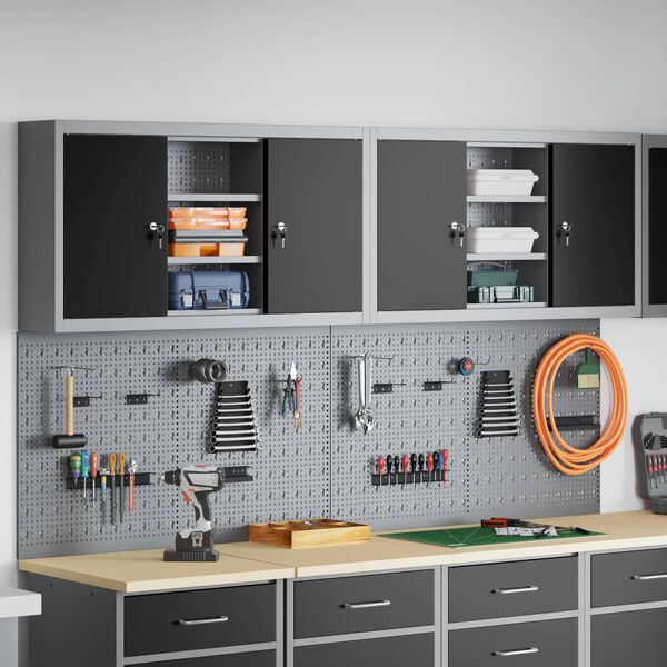 vidaXL Sada pracovn&iacute;ch skř&iacute;n&iacute; 6 pcs Čern&aacute; Pr&aacute;&scaron;kově lakovan&aacute; ocel