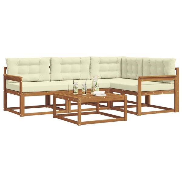 vidaXL Venkovn&iacute; pohovkov&aacute; souprava 5 pcs Přirozen&aacute; a Kr&eacute;mov&aacute;