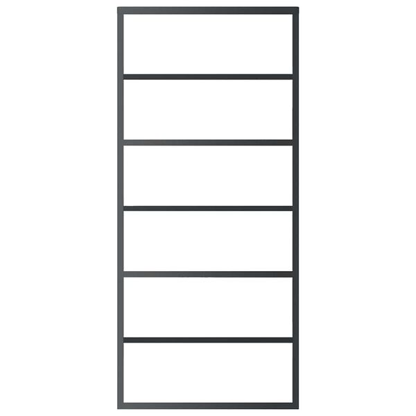 vidaXL Posuvn&eacute; dveře ESG sklo a hlin&iacute;k 90 x 205 cm čern&eacute;