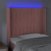 vidaXL Čelo postele s LED růžov&eacute; 103 x 16 x 118/128 cm samet