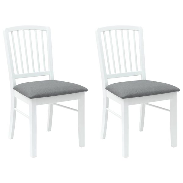 vidaXL J&iacute;deln&iacute; židle 2 pcs B&iacute;l&aacute; 50 x 52,5 x 91 cm Masivn&iacute; gumov&eacute; dřevo