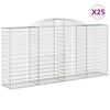 vidaXL Klenut&eacute; gabionov&eacute; ko&scaron;e 25ks 300x50x140/160cm pozinkovan&eacute; železo