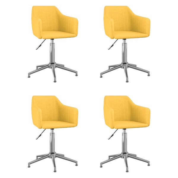 vidaXL Otočn&eacute; j&iacute;deln&iacute; židle 4 ks žlut&eacute; textil