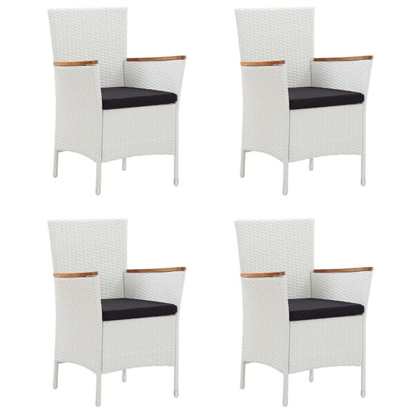 vidaXL 5d&iacute;ln&yacute; zahradn&iacute; j&iacute;deln&iacute; set s podu&scaron;kami polyratan b&iacute;l&yacute;