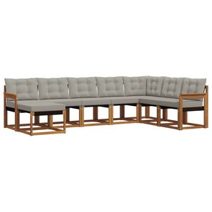 vidaXL Venkovn&iacute; pohovkov&aacute; souprava 8 pcs Př&iacute;rodn&iacute; a světle &scaron;ed&aacute;