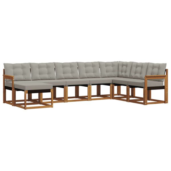 vidaXL Venkovn&iacute; pohovkov&aacute; souprava 8 pcs Př&iacute;rodn&iacute; a světle &scaron;ed&aacute;