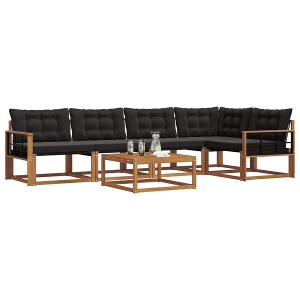 vidaXL Venkovn&iacute; pohovkov&aacute; souprava s pol&scaron;t&aacute;řem 6 pcs Přirozen&aacute; a čern&aacute;