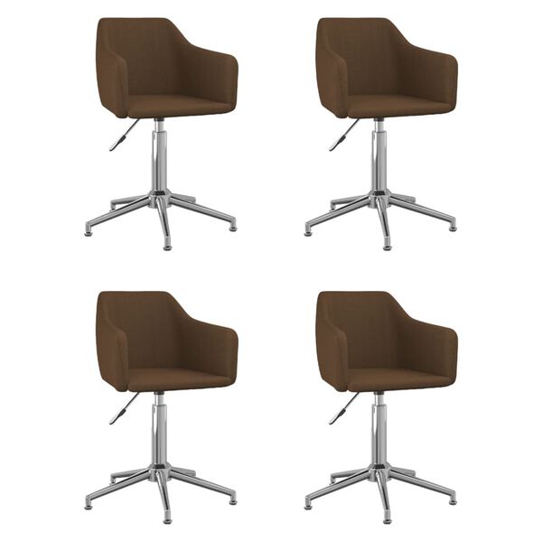 vidaXL Otočn&eacute; j&iacute;deln&iacute; židle 4 ks tmavě hněd&eacute; textil