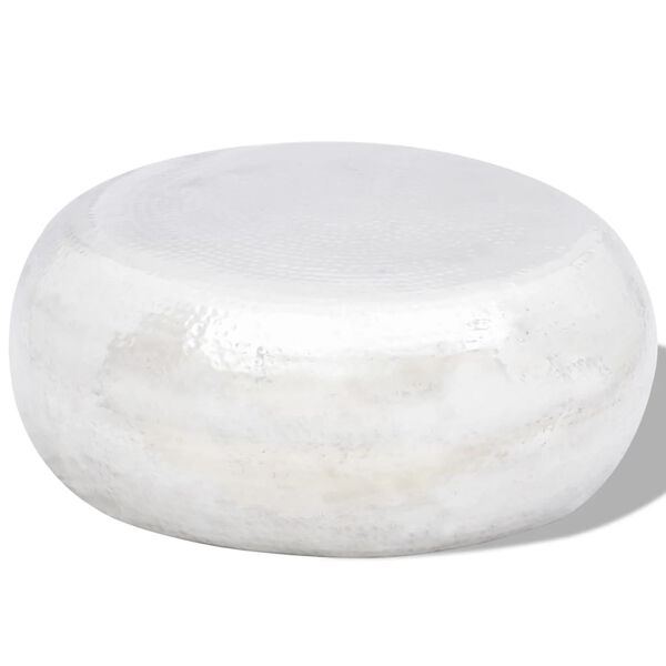 Tepaný hliníkový konferenční / odkládací stolek stříbrný