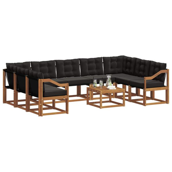 vidaXL Venkovn&iacute; pohovkov&aacute; souprava 10 pcs Přirozen&aacute; a čern&aacute;