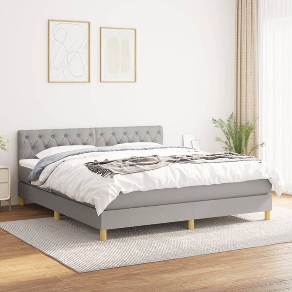 vidaXL Box spring postel s matrac&iacute; světle &scaron;ed&aacute; 160 x 200 cm textil