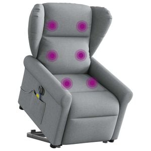vidaXL Elektrick&eacute; zvedac&iacute; mas&aacute;žn&iacute; polohovac&iacute; křeslo světle &scaron;ed&eacute; textil