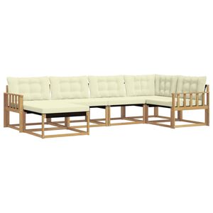 vidaXL Venkovn&iacute; pohovkov&aacute; souprava s pol&scaron;t&aacute;řem 6 pcs B&iacute;l&aacute; a kr&eacute;mov&aacute;