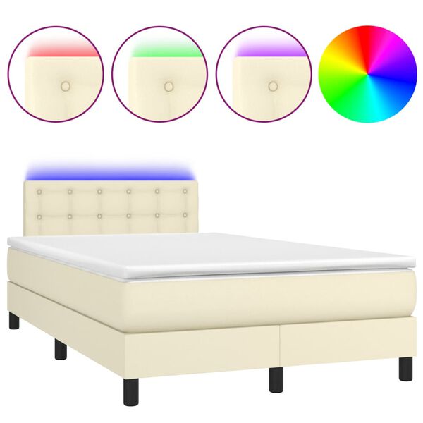vidaXL Box spring postel s matrac&iacute; a LED kr&eacute;mov&aacute; 120x200 cm uměl&aacute; kůže