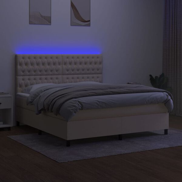 vidaXL Box spring postel s matrac&iacute; a LED kr&eacute;mov&aacute; 160x200 cm textil