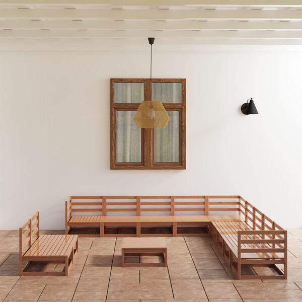 vidaXL 12d&iacute;ln&aacute; zahradn&iacute; sedac&iacute; souprava medově hněd&aacute; masivn&iacute; borovice