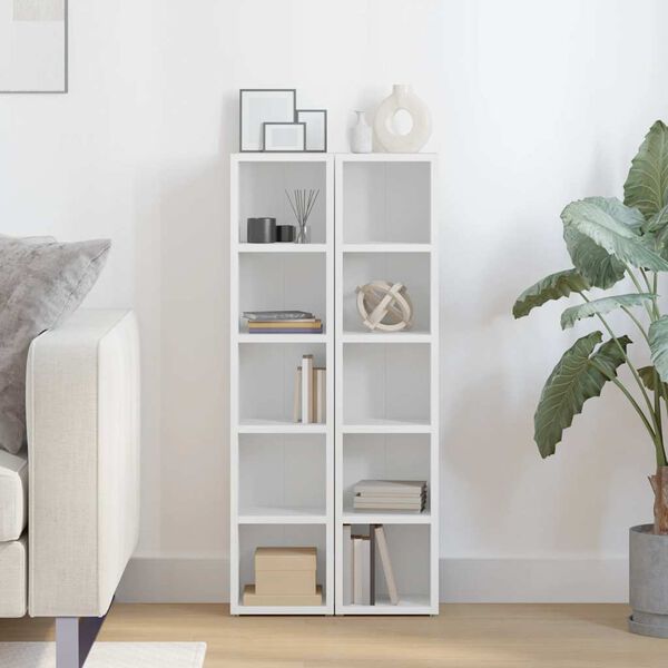 vidaXL Skř&iacute;ňky na CD 2 ks b&iacute;l&eacute; 21 x 16 x 93,5 cm dřevotř&iacute;ska