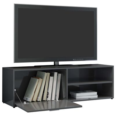 vidaXL TV stolek šedý s vysokým leskem 120 x 34 x 37 cm dřevotříska