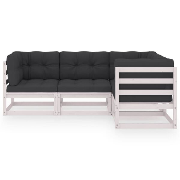 vidaXL 4dílná zahradní sedací souprava s poduškami masivní borovice