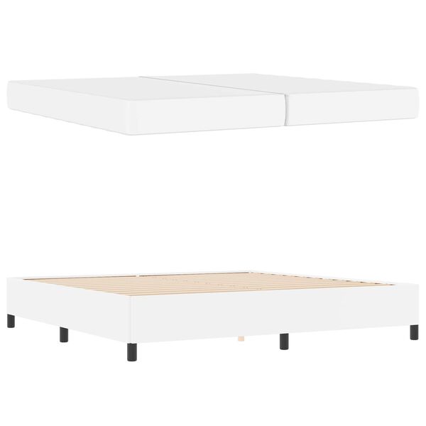 vidaXL R&aacute;m postele s matrac&iacute; B&iacute;l&aacute; 200 x 200 cm textil