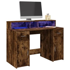 vidaXL Psac&iacute; stůl s LED kouřov&yacute; dub 120 x 55 x 91 cm kompozitn&iacute; dřevo