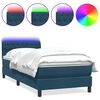 vidaXL Box spring postel s matrac&iacute; a LED tmavě modr&aacute; 100x220 cm samet