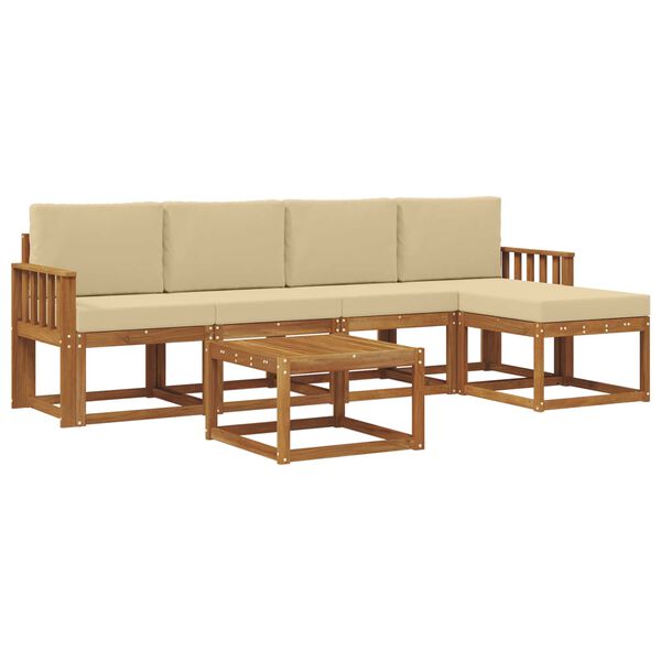 vidaXL Venkovn&iacute; pohovkov&aacute; souprava 6 pcs Přirozen&aacute; a B&eacute;žov&aacute;