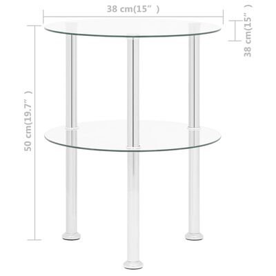 vidaXL 2patrový odkládací stolek průhledný 38 cm tvrzené sklo
