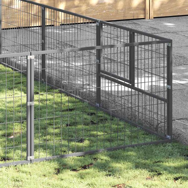 vidaXL Ps&iacute; kotec stř&iacute;brn&yacute; 25 m&sup2; ocel