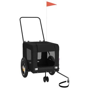 vidaXL Vozík za kolo pro psa černý oxfordská tkanina a železo