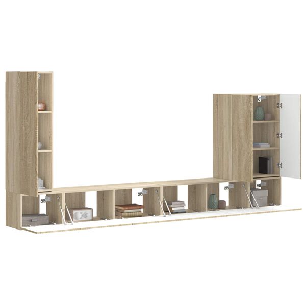 vidaXL Sada televizn&iacute;ho n&aacute;stěnn&eacute;ho kabinetu N&aacute;stěnn&yacute; 6 pcs Sonoma dub
