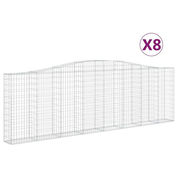 vidaXL Klenut&eacute; gabionov&eacute; ko&scaron;e 8 ks 400x30x120/140cm pozinkovan&eacute; železo