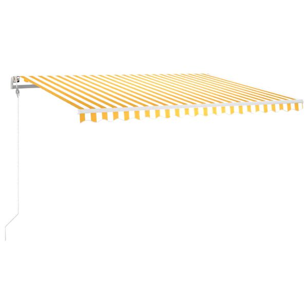 vidaXL Automatick&aacute; mark&yacute;za LED a senzor větru 400 x 300 cm žlut&aacute;/b&iacute;l&aacute;