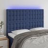 vidaXL Čelo postele s LED modr&eacute; 144x5x118/128 cm textil