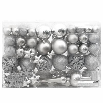 vidaXL 111dílná sada vánočních ozdob stříbrná polystyren
