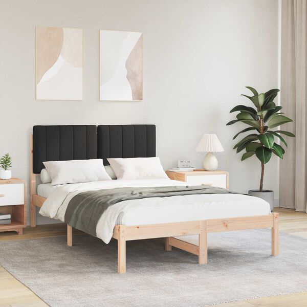 vidaXL Rám postele s čalouněným čelem s čelo Černá 120 x 190 cm