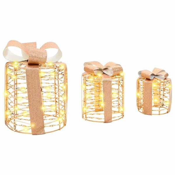 vidaXL Dekorace D&aacute;rkov&eacute; Krabičky 3 pcs Tepl&aacute; b&iacute;l&aacute; 20 x 20 x 20 cm PET