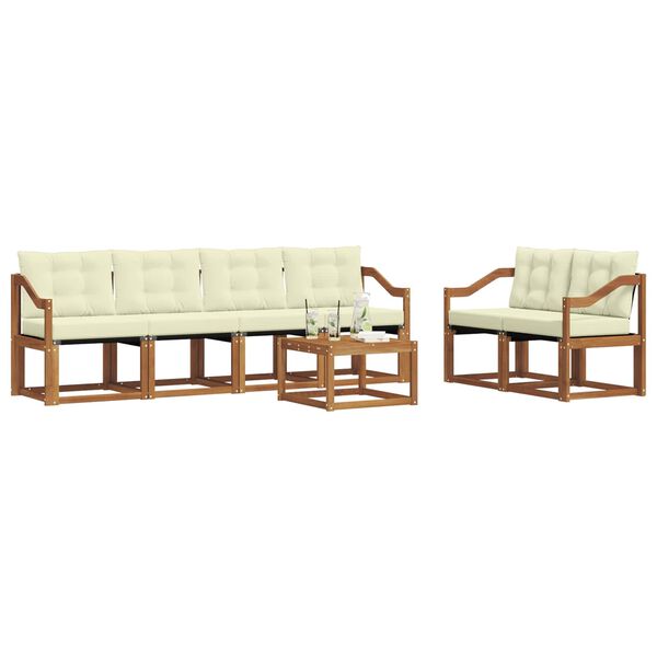 vidaXL Venkovn&iacute; pohovkov&aacute; souprava 7 pcs Přirozen&aacute; a Kr&eacute;mov&aacute;