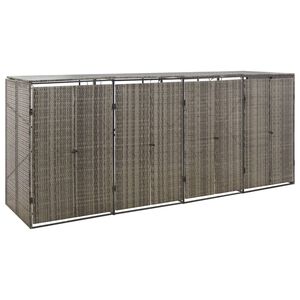 vidaXL Př&iacute;stře&scaron;ek na čtyři popelnice &scaron;ed&yacute; 274 x 80 x 117 cm polyratan