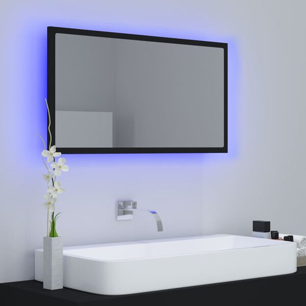 vidaXL LED koupelnové zrcadlo černé 80 x 8,5 x 37 cm akrylové