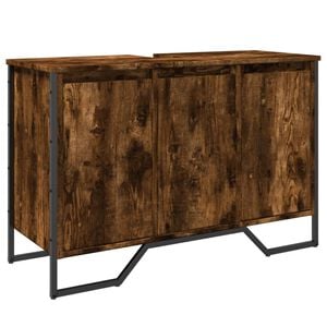 vidaXL Koupelnov&aacute; skř&iacute;ňka pod umyvadlo kouřov&yacute; dub 91x35x60cm kompozit