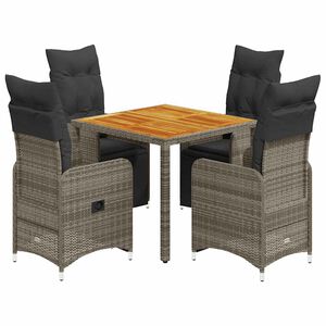 vidaXL 5d&iacute;ln&yacute; zahradn&iacute; bistro set s podu&scaron;kami &scaron;ed&yacute; polyratan