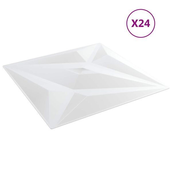 vidaXL N&aacute;stěnn&eacute; panely Hvězda 24 pcs B&iacute;l&aacute; hvězda 50 x 50 cm XPS pěna