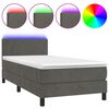 vidaXL Box spring postel s matrac&iacute; a LED tmavě &scaron;ed&aacute; 90x190 cm samet