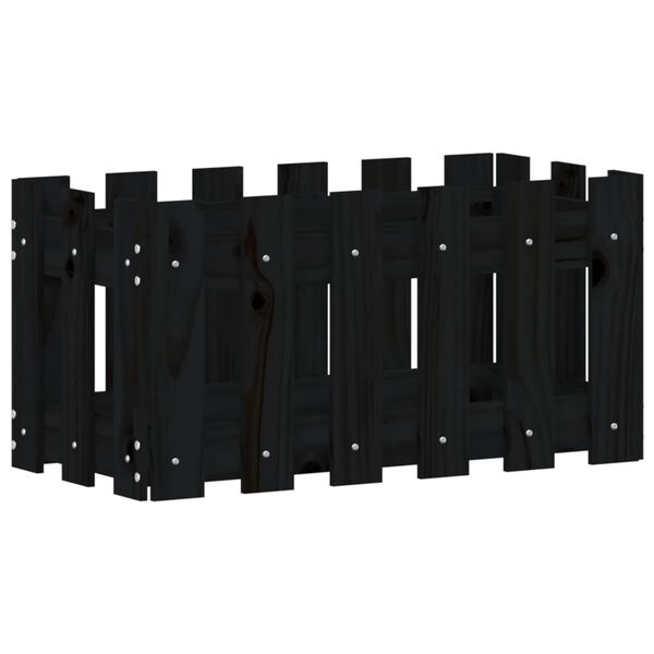 vidaXL Zahradn&iacute; truhl&iacute;k plotov&yacute; design čern&yacute; 60x30x30cm masiv borovice
