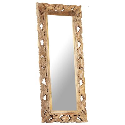 vidaXL Ručně vyřezávané zrcadlo hnědé 110 x 50 cm masivní mangovník