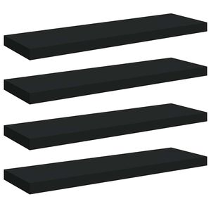 vidaXL Plovouc&iacute; n&aacute;stěnn&eacute; police 4 ks čern&eacute; 80 x 23,5 x 3,8 cm MDF