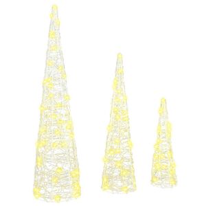vidaXL V&aacute;nočn&iacute; stromeček 3 ks 90 LED Tepl&aacute; b&iacute;l&aacute; 20 x 20 x 80 cm Akryl