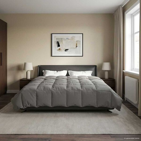 vidaXL Celoročn&iacute; přikr&yacute;vka Světle &scaron;ed&aacute; 220 x 260 cm Mikrovl&aacute;kno