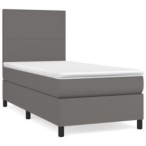 vidaXL Box spring postel s matrac&iacute; &scaron;ed&aacute; 90x190 cm uměl&aacute; kůže